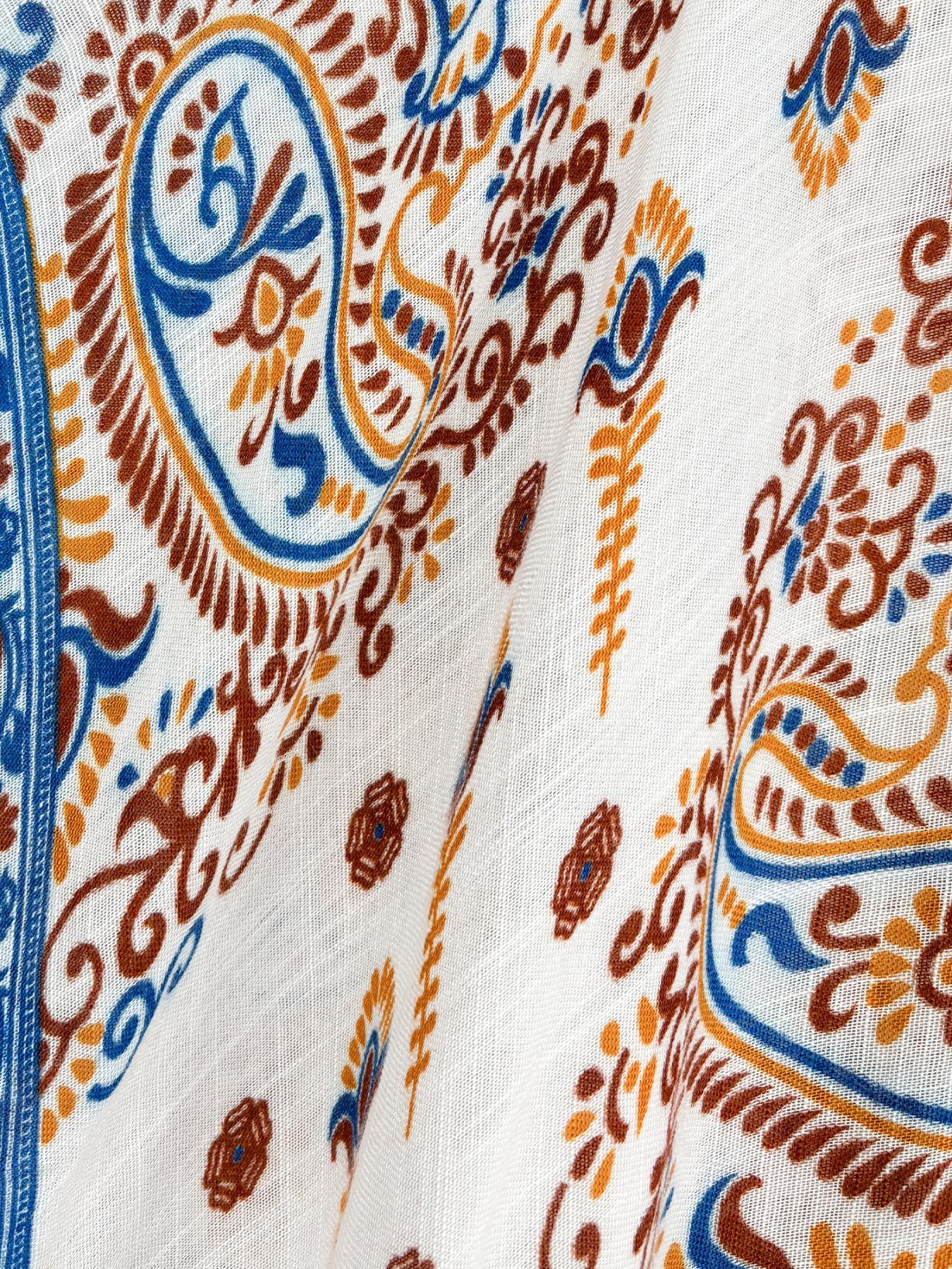 Women's Ethnic Pattern Kimono, Boho Casual Open Front Cover Up for Beach Vacation, Ladies Spring & Fall Clothes