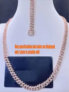 Custom new hip-hop rap style luxury Miami rose gold Cuban chain long stick, long stick with diamond inlay, iced out men's exclusive Cuban chain jewelry necklace, unisex, birthday gift, Exquisite Jewelry Gift, Iced Out Chains