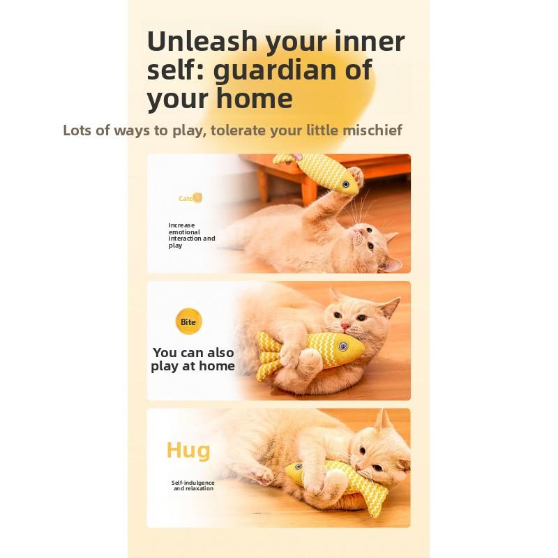 Cat Teaser Wand with Catnip Fish Toy Interactive Kitten Chew Play Simulated Plush Puppy Gift Surprise Pet Stuff