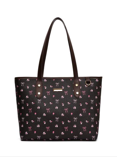 Valentine's Day Gift Women's Elegant Floral Bow Pattern Handbag, personality versatile Daily Shoulder Bag, simple exquisite Casual Fashion   High quality Daily Commuter Bag