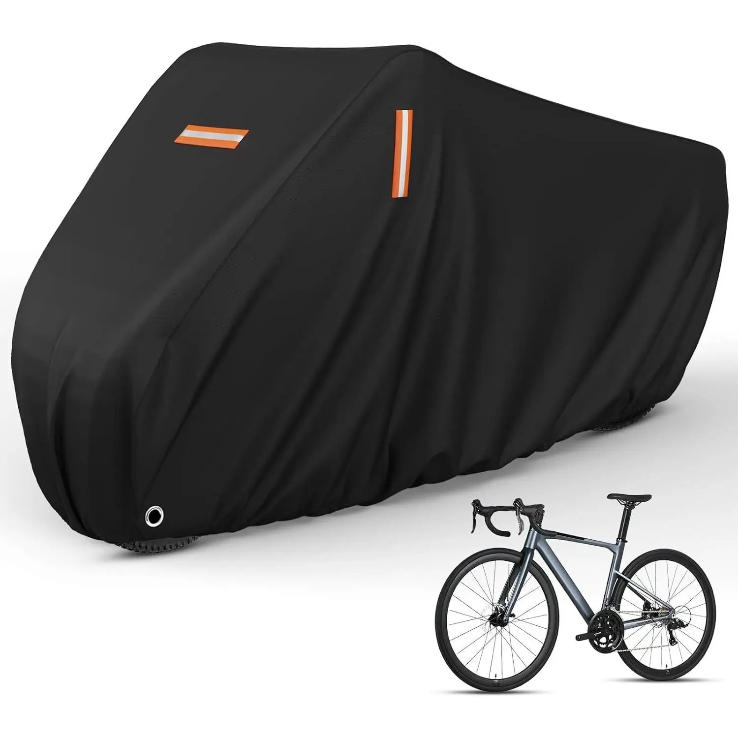 Bike Cover for 1 Bike, 600D Heavy Duty Waterproof & Tear Resistant Bicycle Cover with Lock Hole for Mountain/Road/Ebike, 79''L x 28''W x 43''H