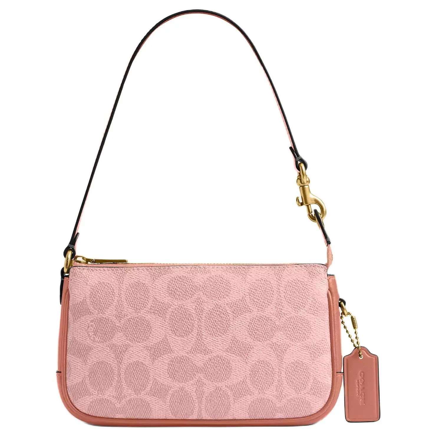 COACH Plaza 18 Signature Print Zip Top Handle Bag for Women, Small Size, Faux Leather, Watermelon Pink