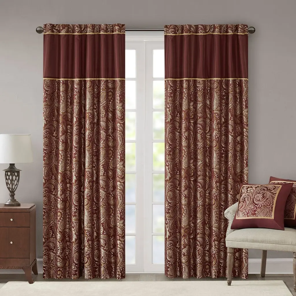Nokaa Jacquard Curtain Panel Pair (Set of 2), 50x84 in Multicolor Polyester Drapes with Paisley Weave, Light Filtering Rod Pocket & Back Tab for Home Living Room Bedroom