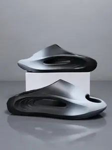 Couple Functional Hollow Platform Slides, Soft Non Slip, Casual Style, Double-side Hollow Drainage & Mecha Streamline Shape, Soft Cloud Cushion Foot Feel, Anti-slip Outdoor Outsole, One-piece Injection Molding No Glue Separation, Suitable For Rain Wading