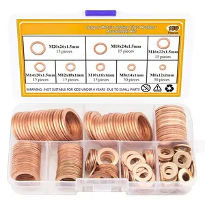 150 count 8 Sizes Copper Metric Sealing Washers Flat Washers  Kit