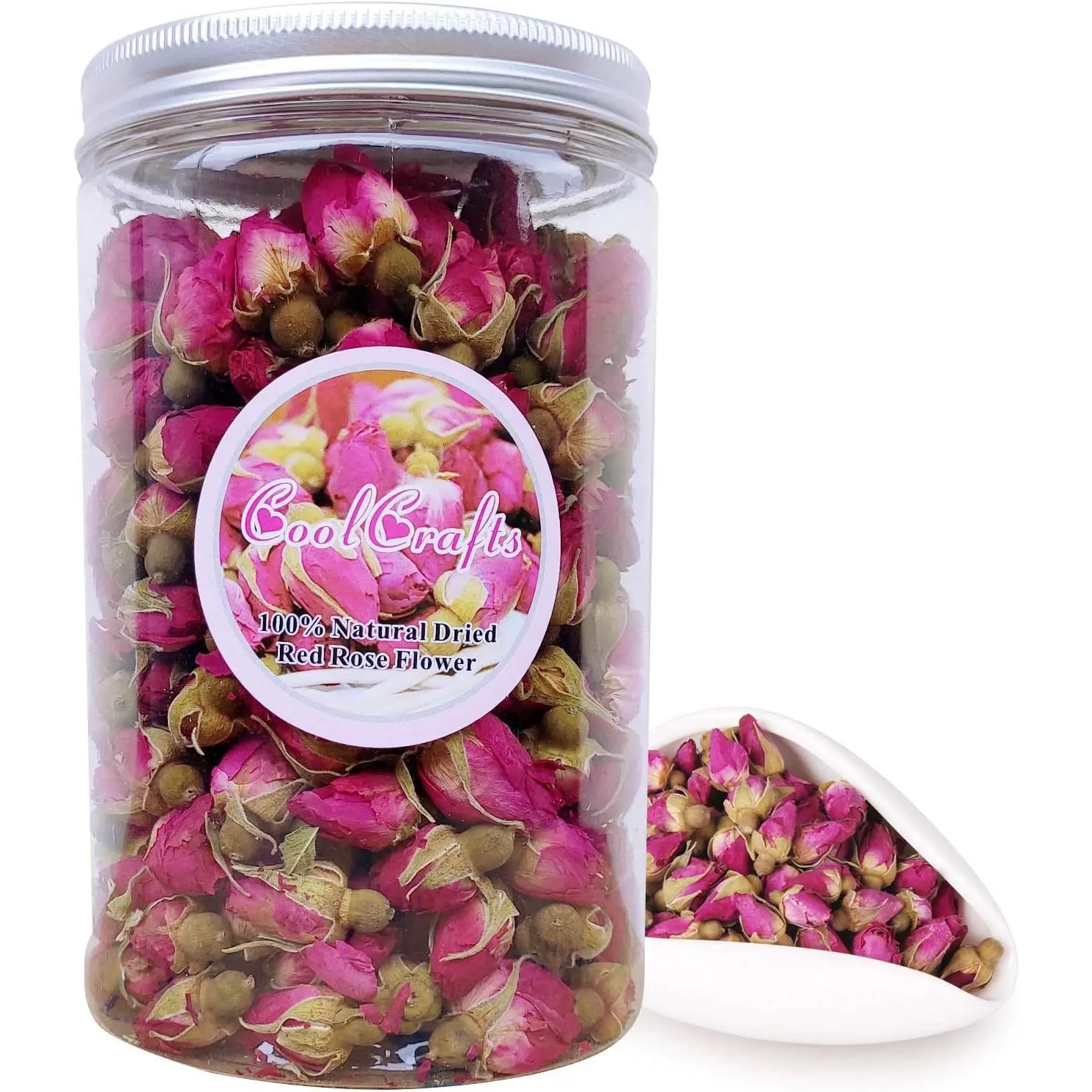 Dried Rose Buds Edible Fragrant Dried Flowers for Tea, Baking, Crafts, Potpourri - Red Rose Buds 3.5oz