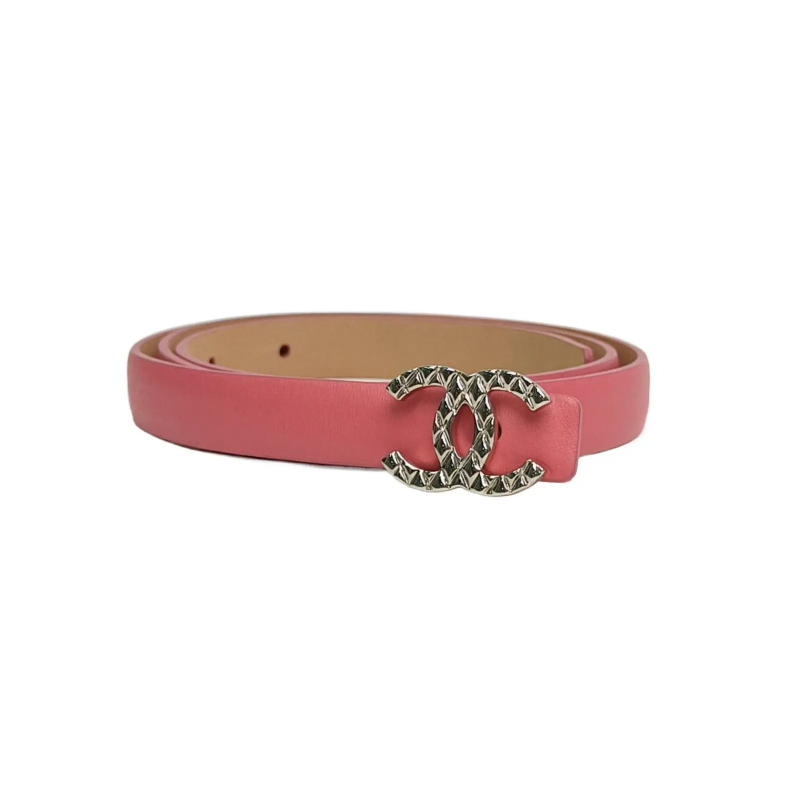 Pre-owned 【alea】CHANEL Pink Double C Belt 75x30P236172783