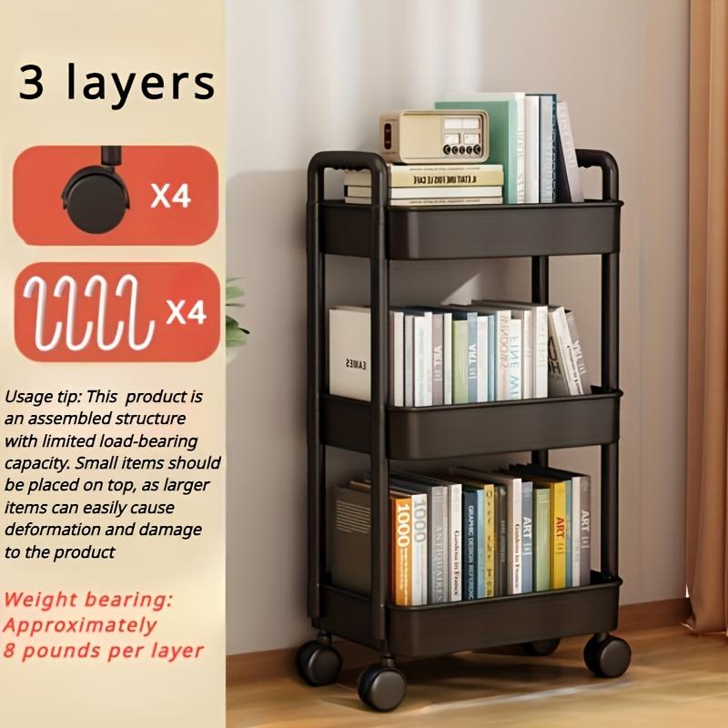 Multi-layer Storage Trolley, 1 Count Multi-purpose Moving Storage Rack, Durable Storage Organizer for Kitchen, Bathroom and Bedroom, Double Tiers