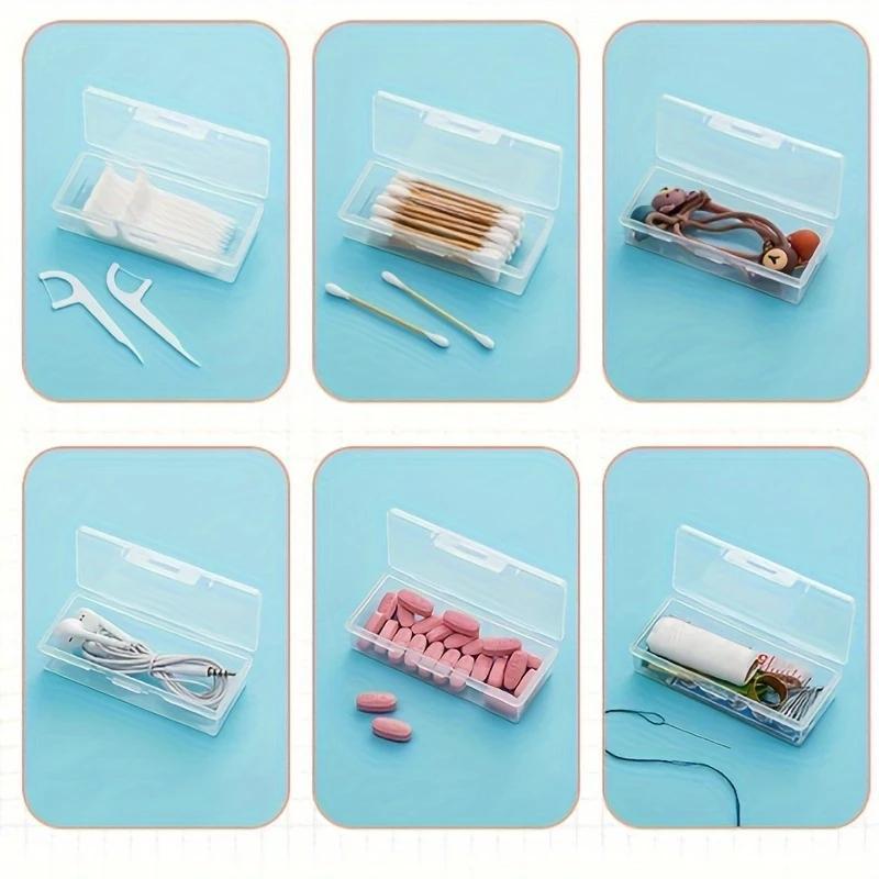 Clear Travel Mini Storage Box with Lid, 5 Counts Portable Compact Organizer for Toothpicks & Cotton Swabs, Essential Travel Accessories for Home Use, Travel Essentials