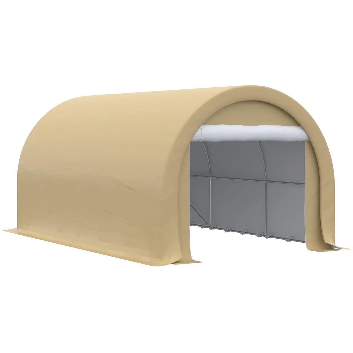 10' x 16' Carport, Heavy Duty Portable Garage Storage Tent with Large Zippered Door, Anti-UV PE Canopy Cover for Car, Truck, Boat, Motorcycle, Bike, Garden Tools, Outdoor Work, Beige
