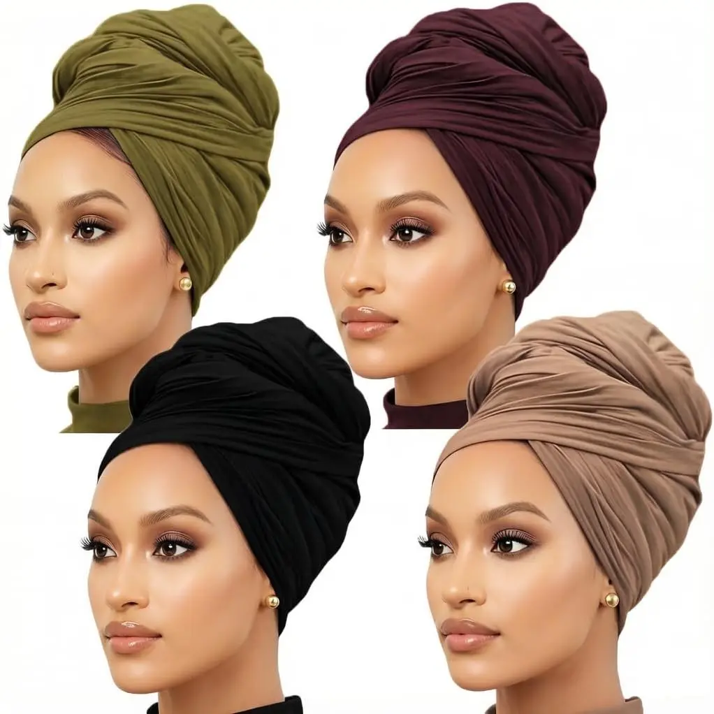 Head Wraps for Black Women Stretch Headwraps Large Hair Wraps Hijab Scarves for Muslim Head Scarf Turban Headbands