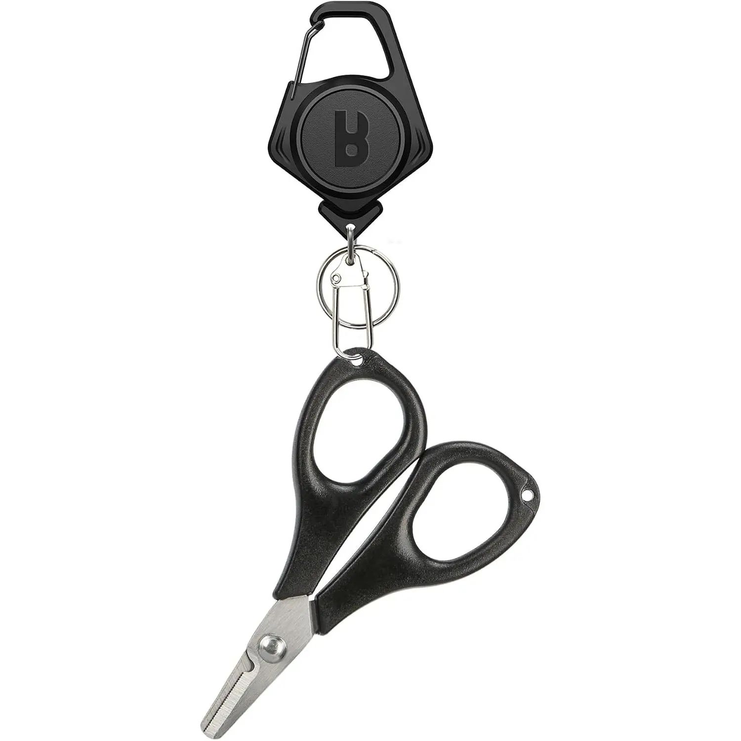 for Braided Line: Braided Line  with Zinger Retractor for Saltwater and Freshwater -  Serrated Shears Multi-Function  Snips, S01 3.9" Black