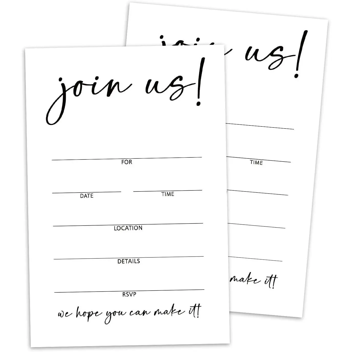 Set of 25 Minimalist All Occasion "Join Us" Invitations with Envelopes, Fill-in Style Modern Invites for Bridal Shower Wedding Engagement Birthday Retirement Graduation
