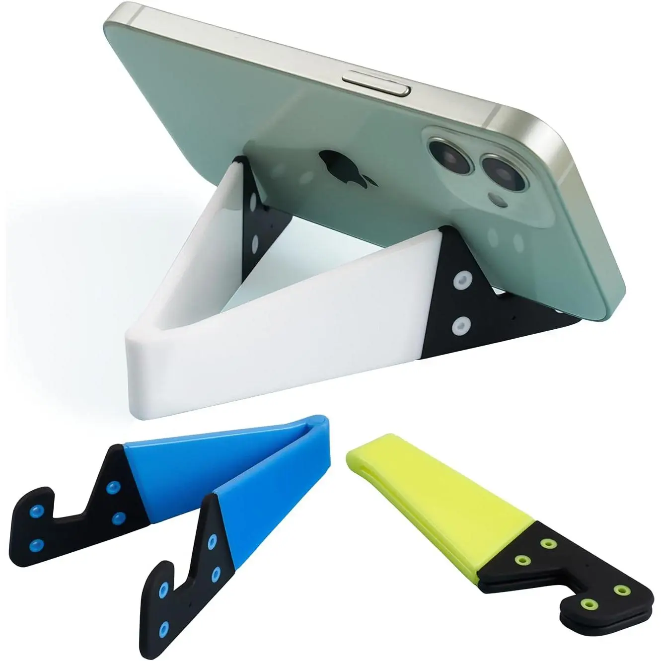 3-Pack Strong Plastic (PP+TPE) Adjustable Folding Portable Cellphone Stand for Desk, Travel Users, Universal V-Kickstand Mount Compatible with iPhone, iPad, Tablet, Kindle, Android (Phone Holders & Mounts)