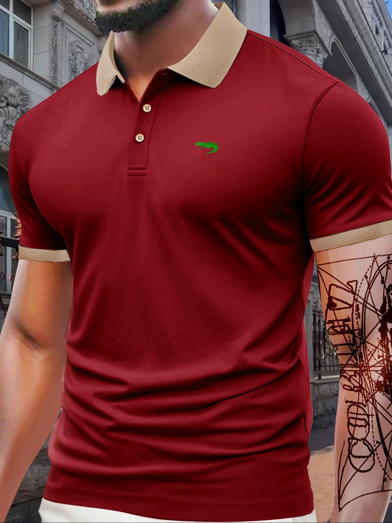 Men's Regular Fit Letter Print Shortsleeve Polo Shirt, Casual Short Sleeve Collared Top for Summer, Fashion Men's Clothes for Daily Wear, Menswear, Smooth Casual Fit Chic Fashion Casual, Golf Shirt