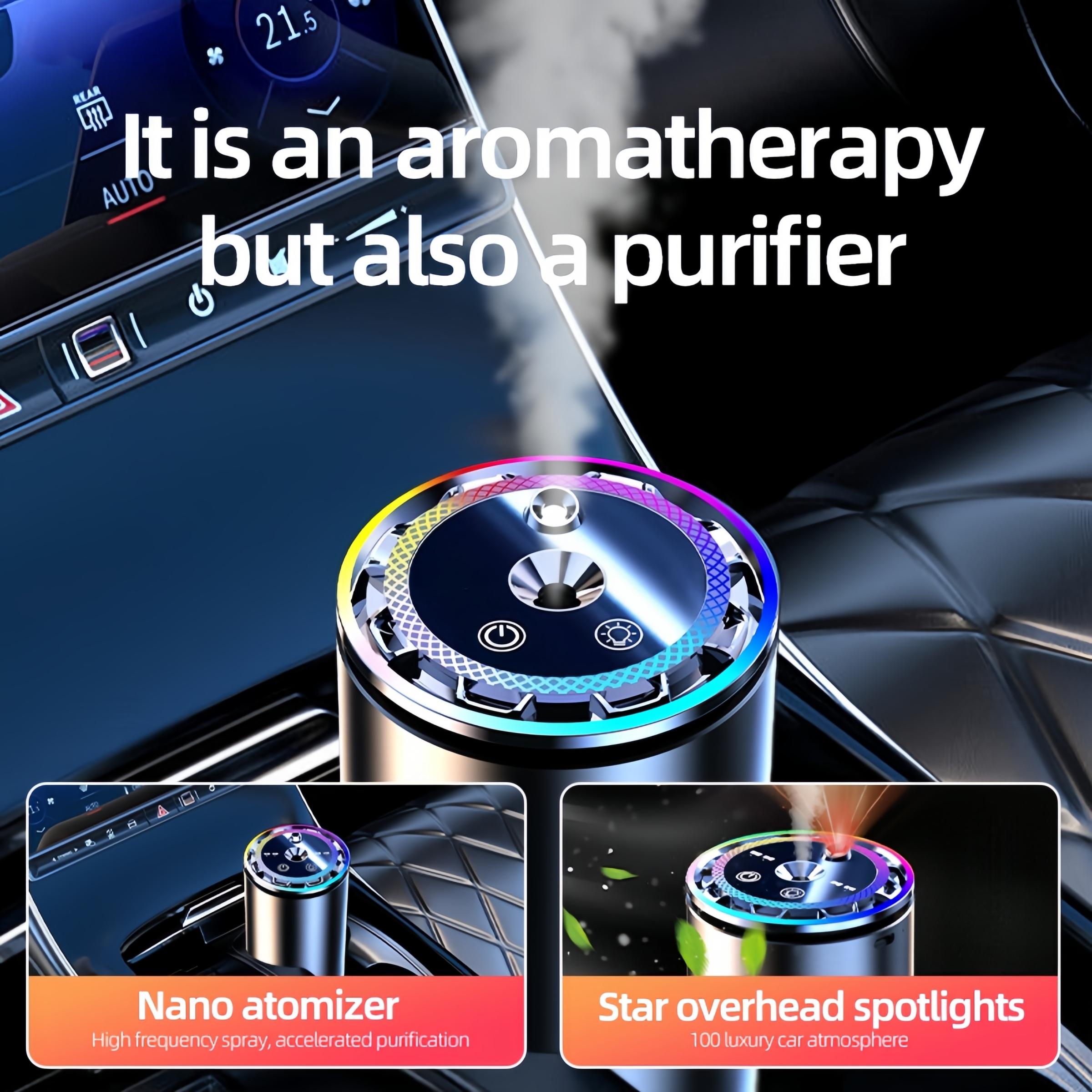 Portable Smart Aromatherapy Diffuser, USB Humidifier with Starlight Projector, Starry Projection, Battery Powered, 7 Color Changing Lights, Humidifier Atmosphere Light, Home & Car Decor Gift, Rechargeable Portable Humidifier, Aroma Diffuser Humidifiers