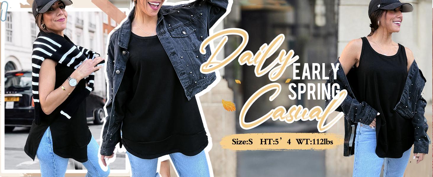 WIHOLL FASHION Loose Fit Tank Tops for Women Scoop Neck Summer Side Split Sleeveless Shirts 2025 Fashion