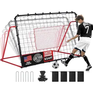 Soccer Rebounder Net, 10 Adjustable Angles 6x4FT Soccer Kickback Trainer for Passing, Ball Control & Volley Practice, Easy Setup Portable Football  Net for  & Team Use