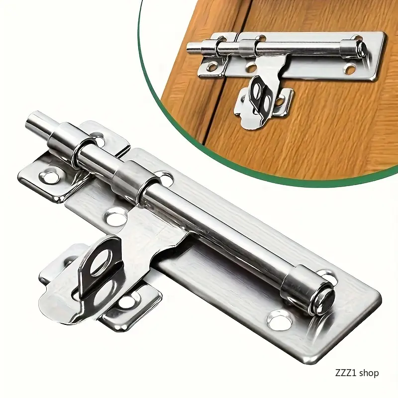 Heavy Duty Stainless Steel Sliding Bolt Lock for Home Security & Safety - Rustproof Door Latch with Screws for Wooden Doors, Bedroom, Bathroom, and Cabinet