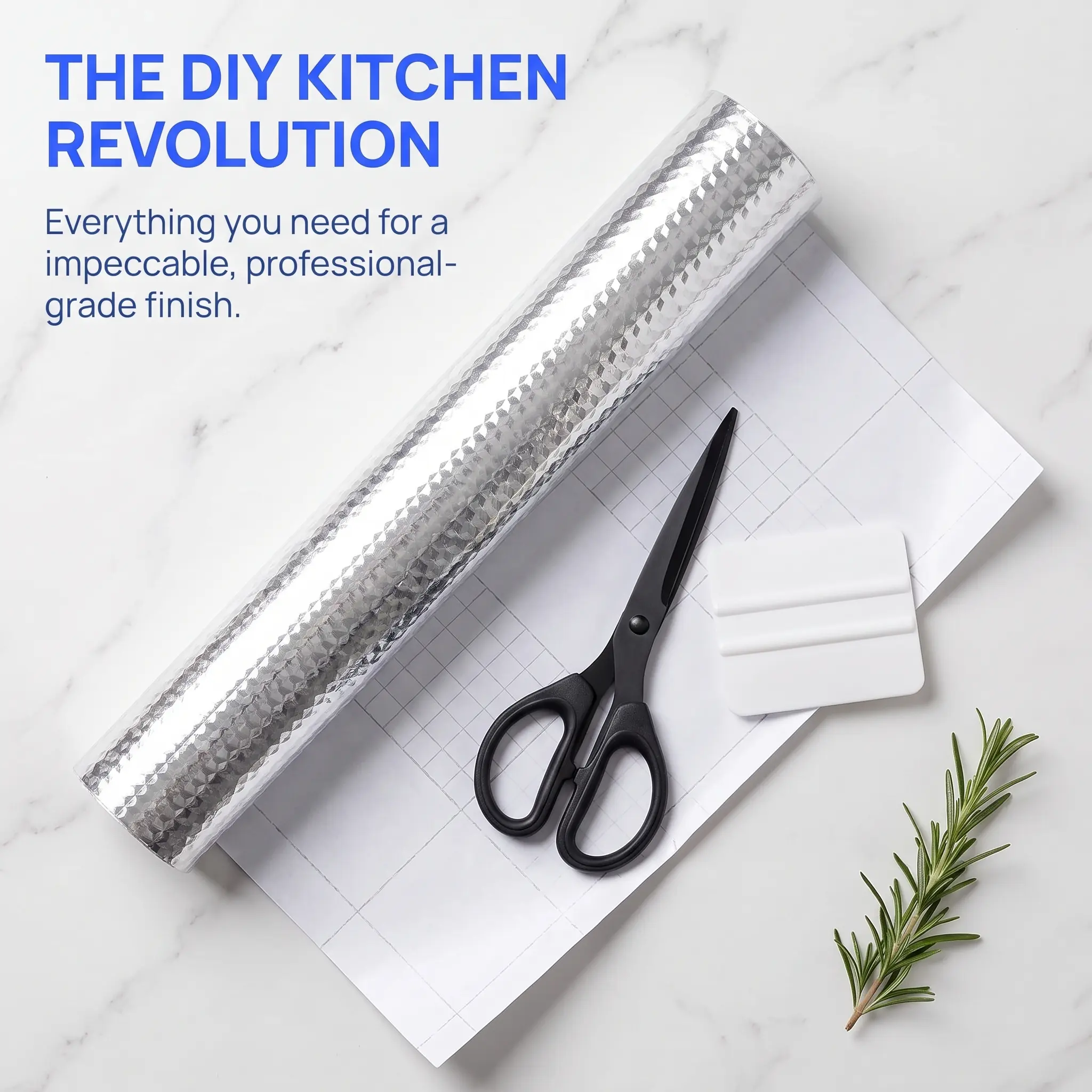 Stop Kitchen Grease! Oil-Proof & Waterproof Silver Foil Sticker, Heat-Resistant Peel & Stick Cabinet Liner