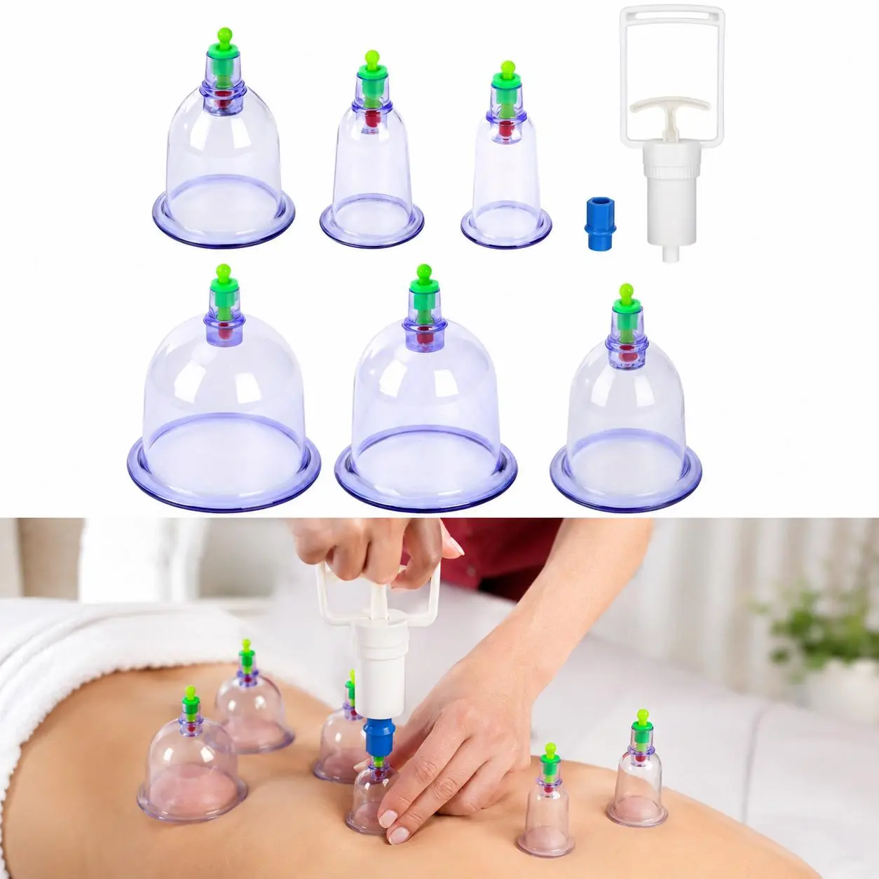 Cupping Set Professional Chinese Acupoint Cupping Therapy Sets Portable, Suction Hijama Cupping Set with Vacuum Magnetic Pump Cellulite Cupping Massage Kit 6-Cup Household Body Care dealsforyou summerwins
