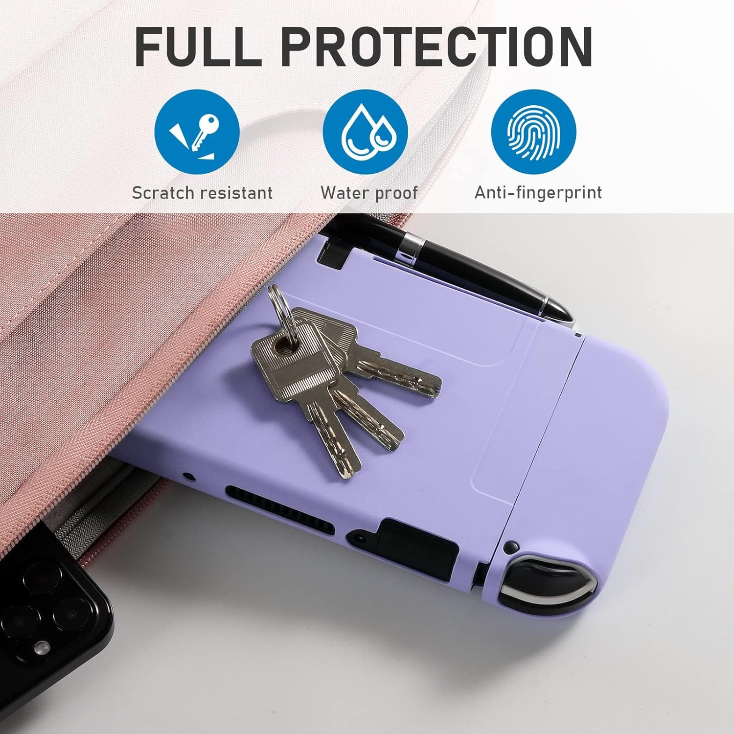 OLED Case for   OLED Model, Dockable Cover Soft TPU Protector Case for  OLED Grips & Console and Accessories with 2 count Thumb Caps, Purple