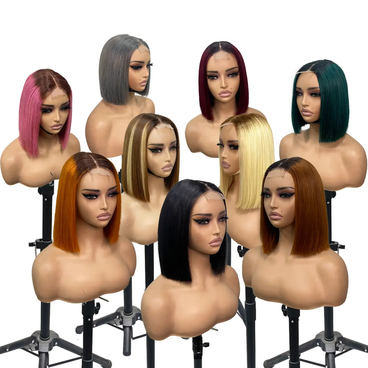 YWhair Short Bob Human Hair Wigs for Black Women, 10 Inch Bone Straight Brazilian Hair with 2x6 Transparent Swiss Lace, 12A Grade, Wigs Human Hair