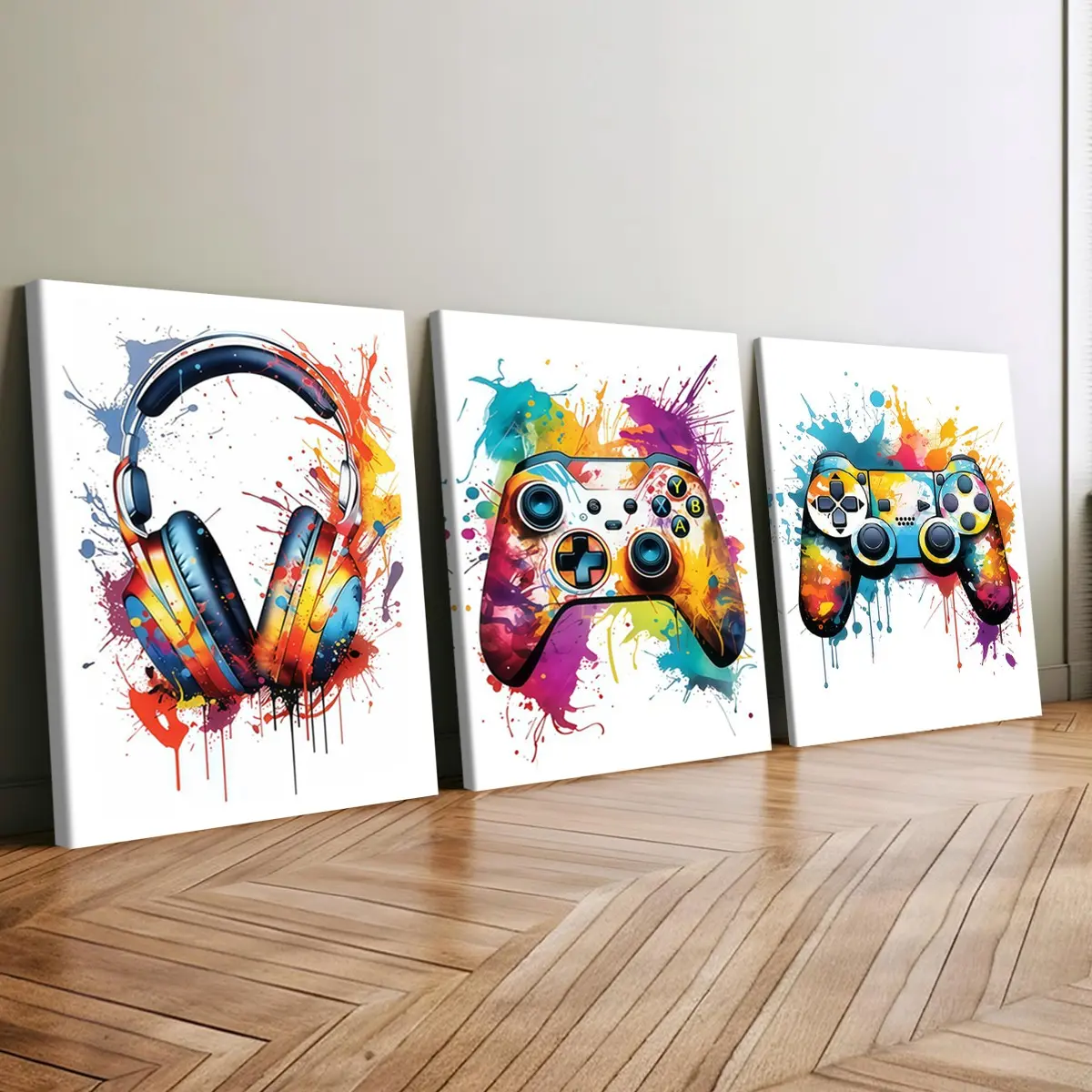 3-Piece Wood Frame Canvas Posters, Modern Living Room Decor, Waterproof, No Odor, Ideal for Home, Bedroom, Office, Fashionable Wall Art