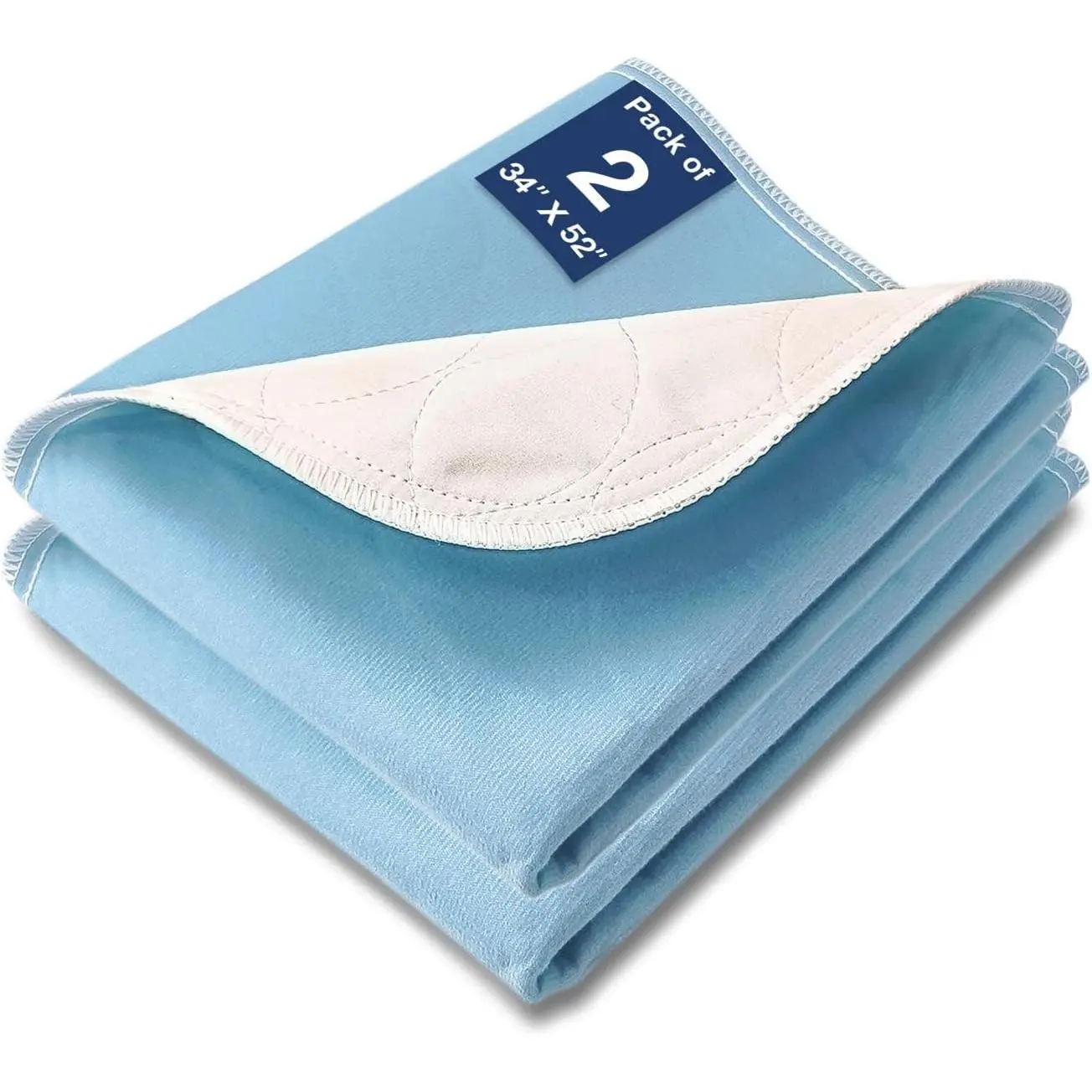 Bed Pads Washable Waterproof, 52" x 34" (2 Pack) Incontinence Bed Pads, Waterproof Mattress Protector & Washable Pee Pads, Perfect for Adults, The Elderly and Pets