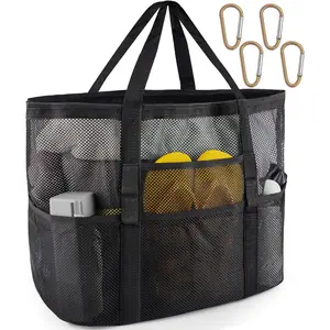 Mesh Beach Bag - Large Beach Tote Bag for Family Beach Bag for Toys & Vacation EssentialsGift