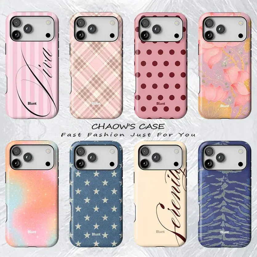 Luxury BluntS Y2K Retro Pink Plaid Phone Case – Dual-Layer Protective Case for iPhone 11–17 Pro Max/Plus and Samsung Galaxy S23–S25 Series