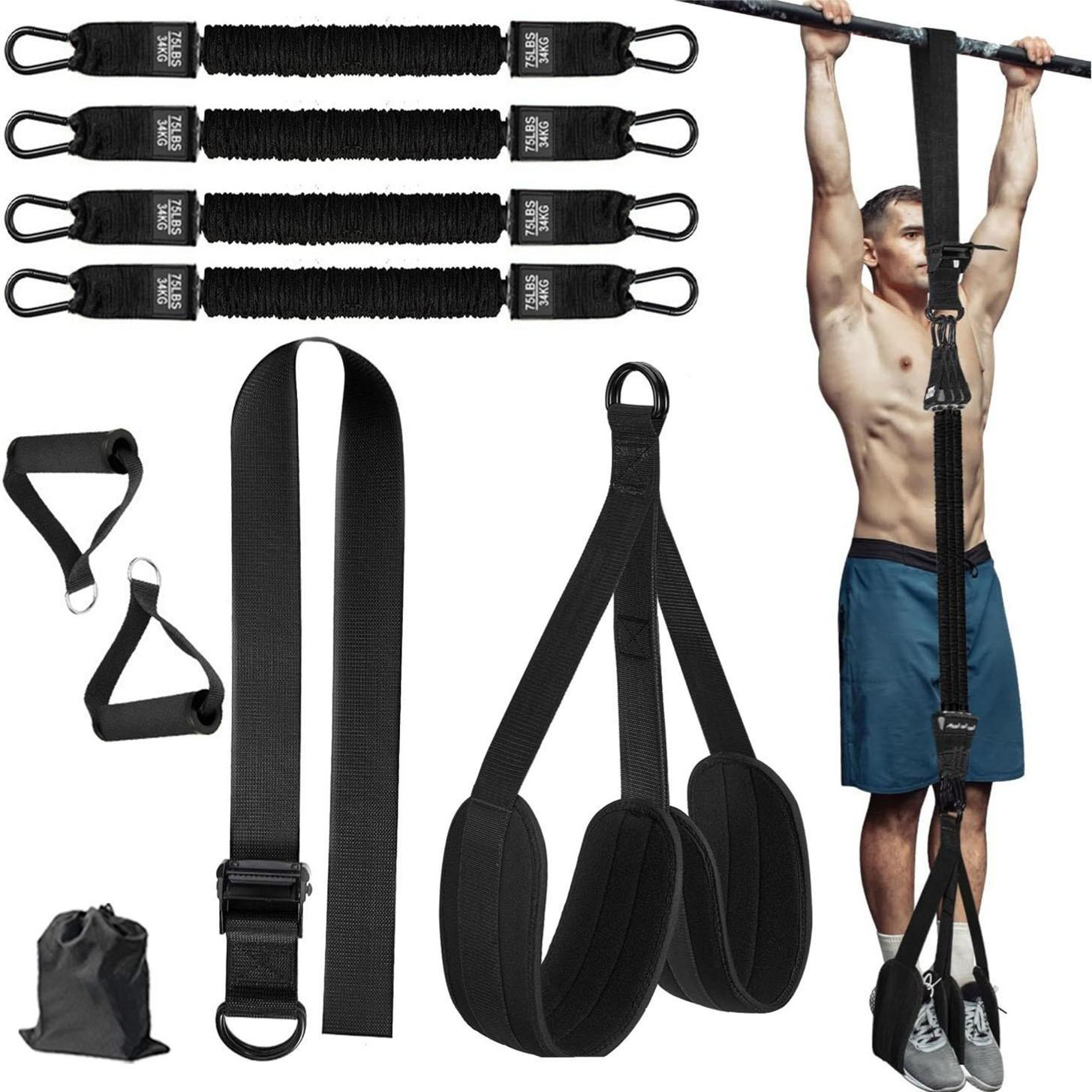 Pull-up assist belt with horizontal bar elastic rope indoor household trainer