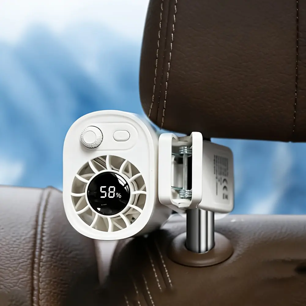 Portable Waist Clip Fan, 1400mAh Rechargeable Mini Cooling Fan, 100-Speed Adjustable, Hands-Free Design for Outdoor Work, Sports, Hiking, and Commuting