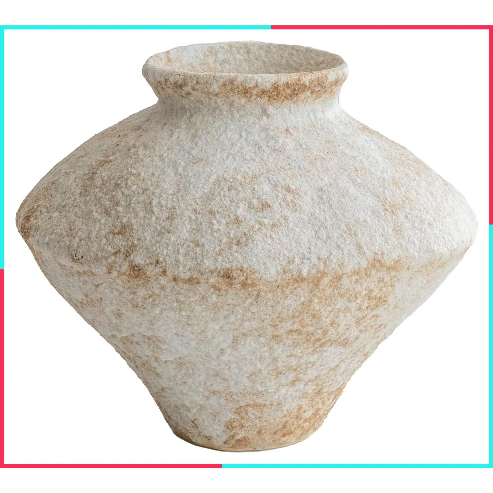Rustic Textured Ceramic Vase, Handcrafted White Pottery Vase for Home Decor