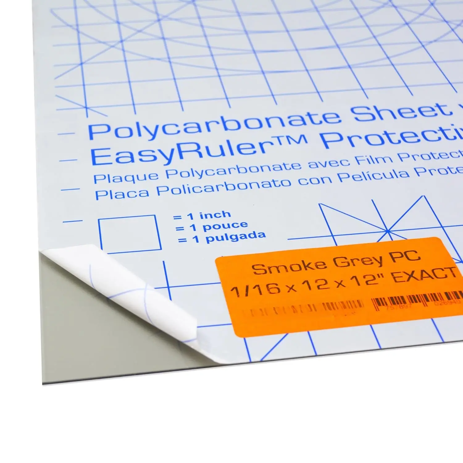 Grey Polycarbonate Plastic Sheet 12" X 12" X 0.0625" (1/16") Exact, Shatter Resistant, Easier to Cut, Bend, Mold than Plexiglass. Hobby, , DIY, Industrial, Crafts. Translucent Gray Tinted PC