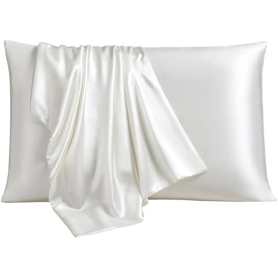 Silk Pillowcase,   Mulberry Silk, Real 22 Momme 6A Grade, Oeko-Tex Certified, Luxury Pillow Cover for Hair & , with  Zipper(1 Pc Standard 20x26, Cream White)