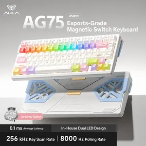 Aula Ag75 Magnetic Axis Keyboard, 81 Keys, Aluminum Design, Argb Lighting, Web Driver, 0.001mm Rt Precision, Compatible with PC Laptop, Gaming Office Use