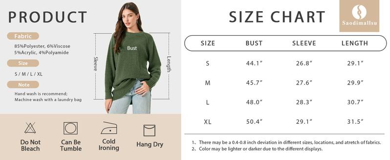 Saodimallsu Womens Oversized Sweater 2025 Fall Trendy Fuzzy Crew Neck Long Sleeve Casual Tunic Sweaters