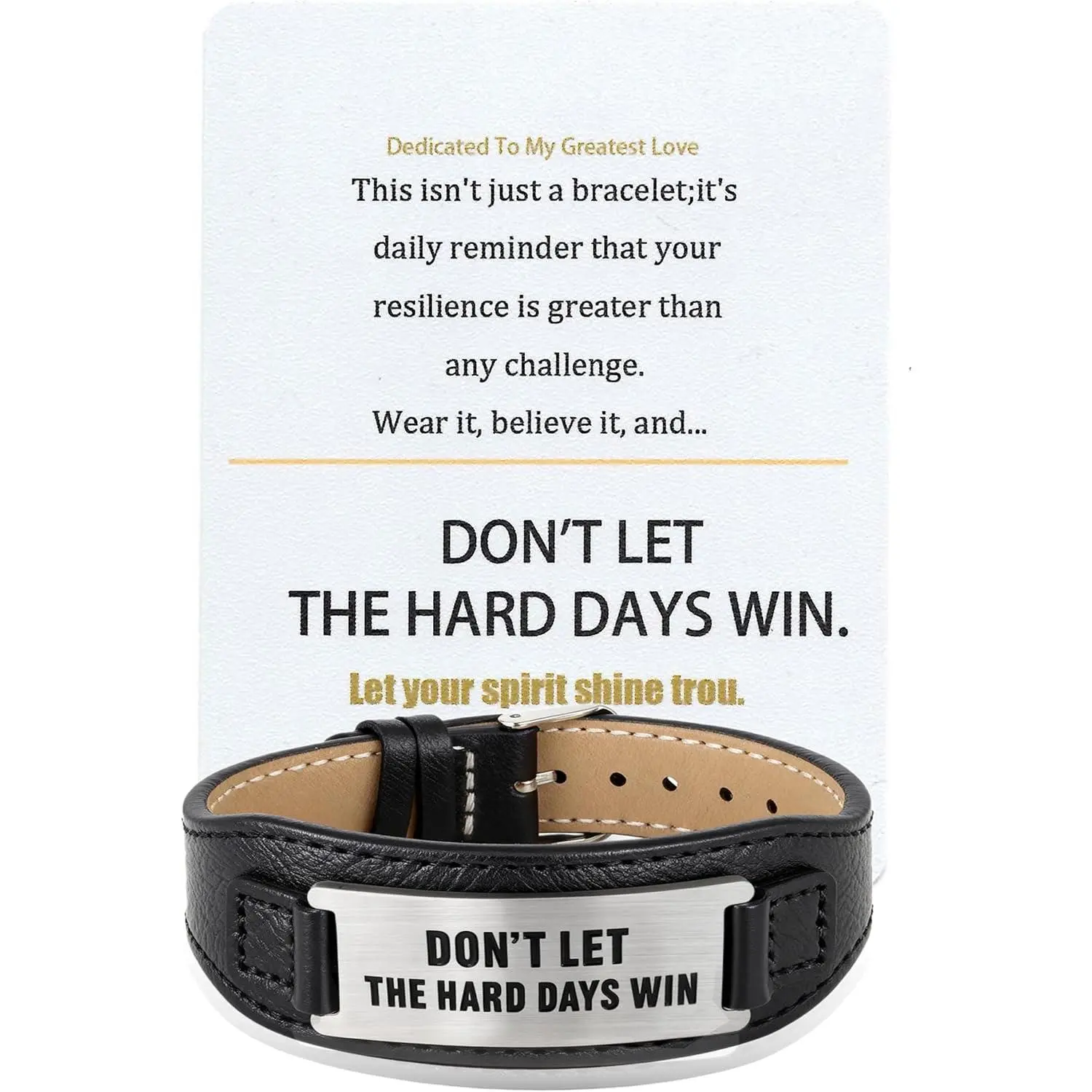 Men's Christian Leather Bracelet with Inspirational Quote - Comfortable & Adjustable Size Leather Strap - Faith Jewelry Gift Idea for Him, Male Wear