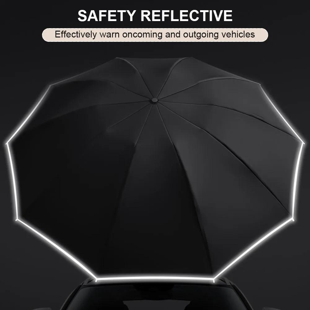 Large Folding Umbrella Automatic Open Close with Loop Handle for Rainy Days Outdoor Waterproof Steel Vinyl Unisex Green Compact Windproof