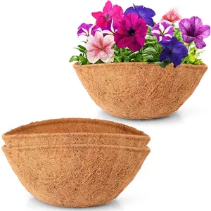 LAVEVE Coco Coir Liner Replacement for Plant Hanging Basket, 2 PCS 12 Inches Round Thick Coconut Fiber Liners for Garden Flowers Vegetables Pot, Box Planter