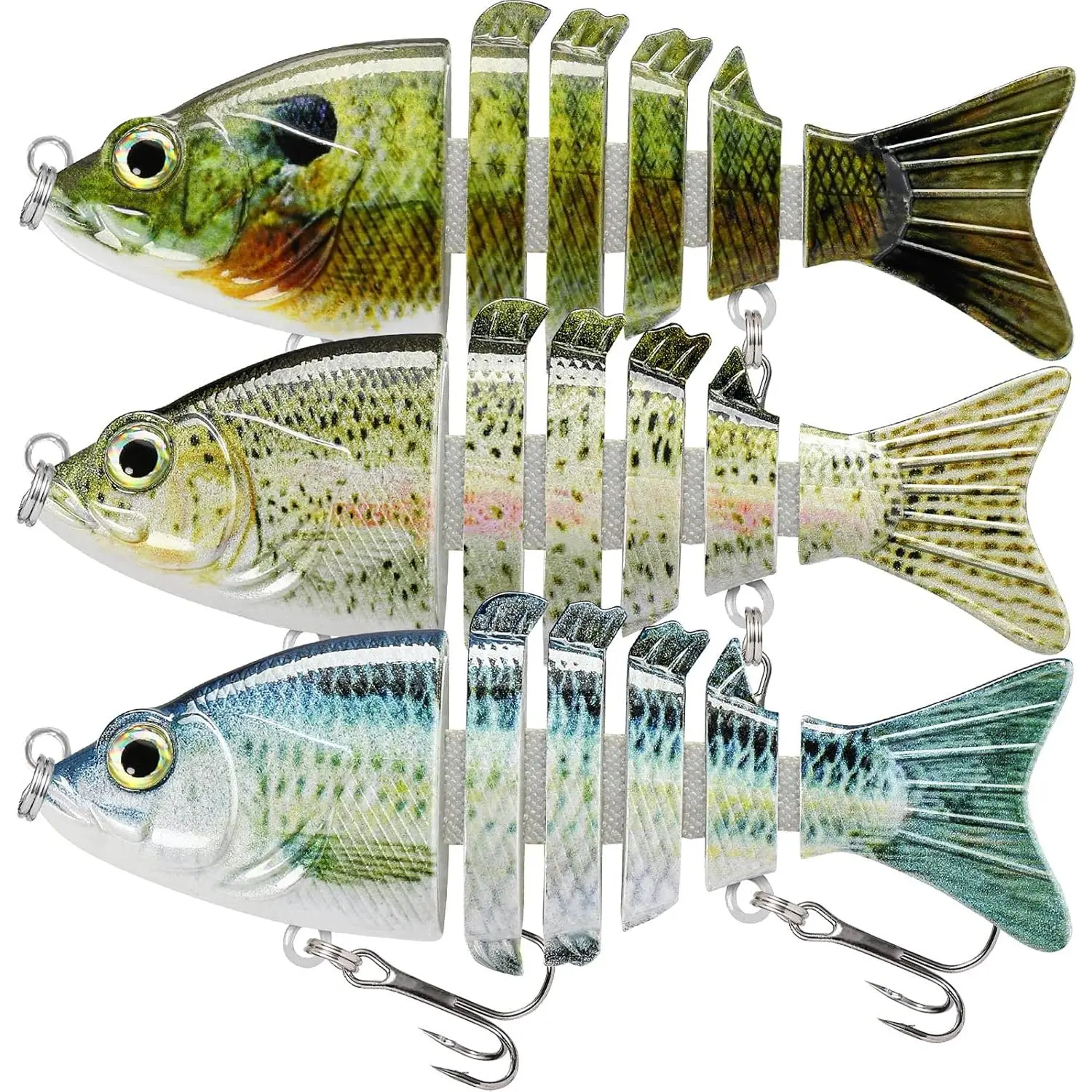Easy Catch Swimmax with BKK Hooks, Magic Noisy Wiggling and Vibrating Actions  More Bites, Lifelike Fishing Lures  Bass Trout Walleye Crappie, Strongest Dyneema Fiber Jointed Swimbaits