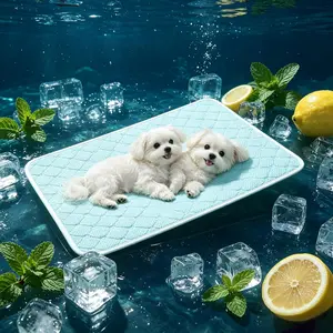 Pet Cooling Mat Scratch Resistant QMAX>0.5 Instant 6-12°F Drop No Water/Electricity Needed Self Cooling Mat Bed Floor Car Travel Indoor Outdoor Summer Use Light Blue 24x18in