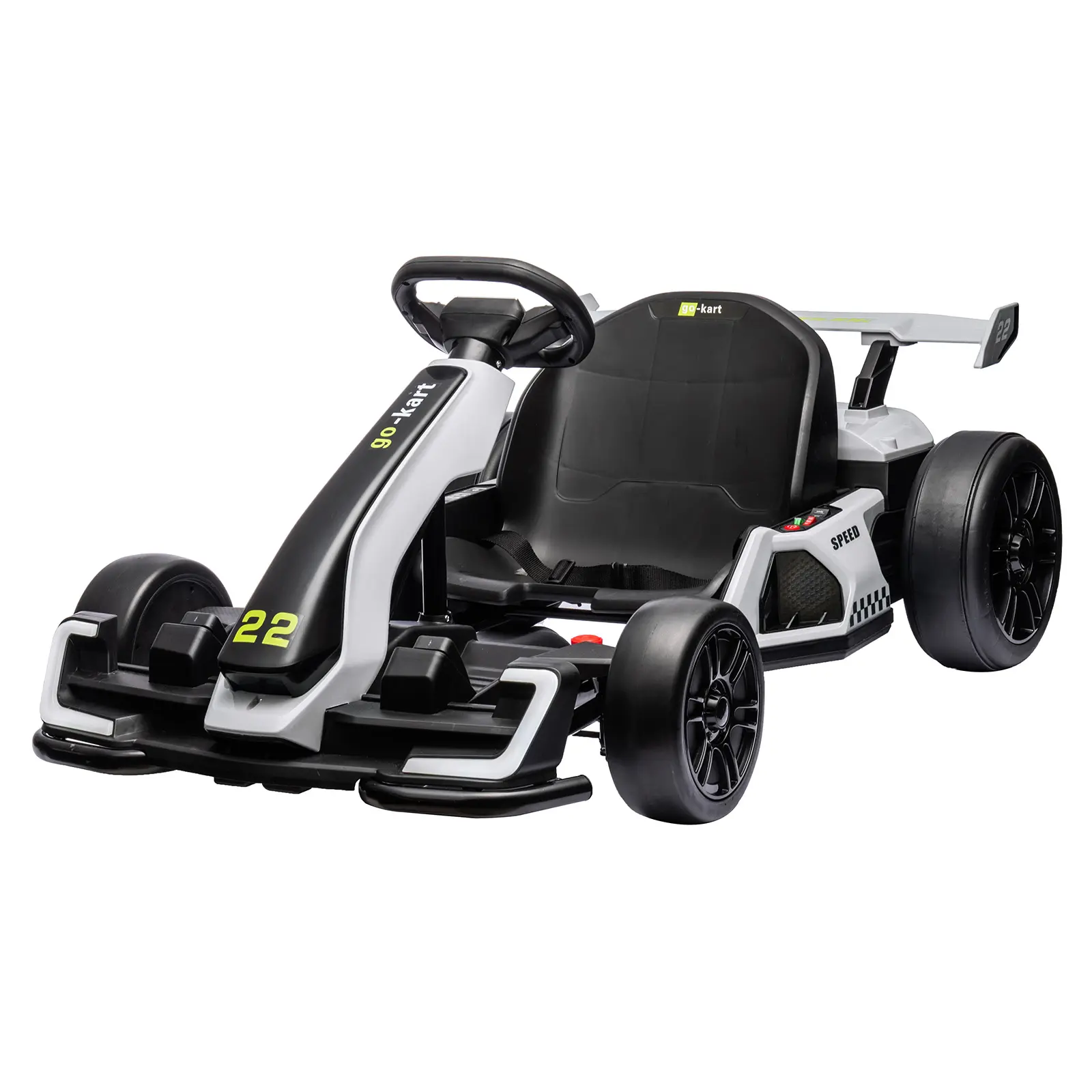 Garvee 24V Kids Electric Go Kart, 300W Dual Motors Drift Kart - Drift/Sport Modes, 4 Speeds, 8.5 MPH - Adjustable Seat, EVA Tires, LED Lights, Music, Seat Belt - Ages 6-12