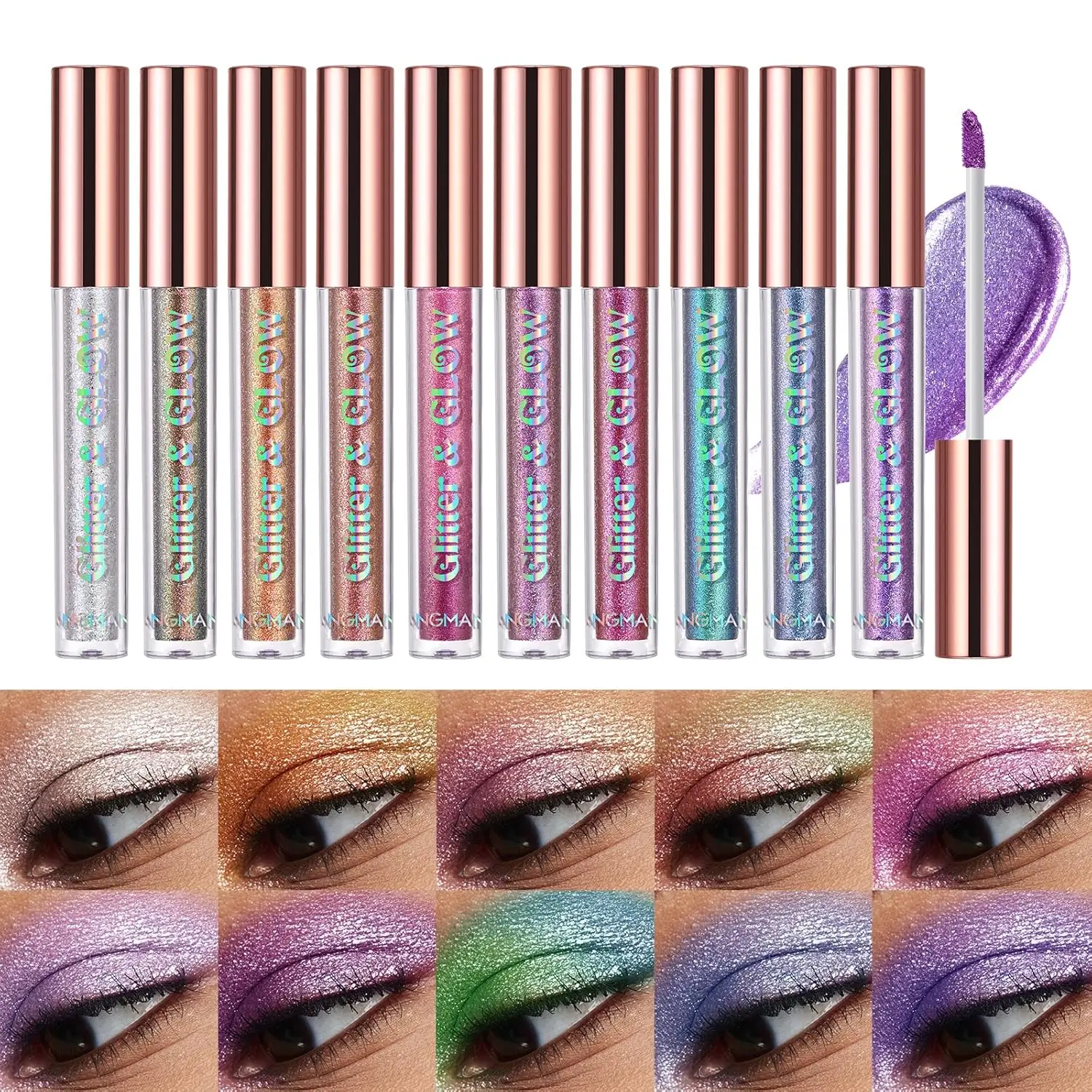 Multichrome Magic Color Liquid Glitter Eyeshadow Set - Multiple Shimmers, Waterproof, Long-Lasting, Quick-Dry Application, Sparkling Eye Highlighter, Christmas Makeup Kit