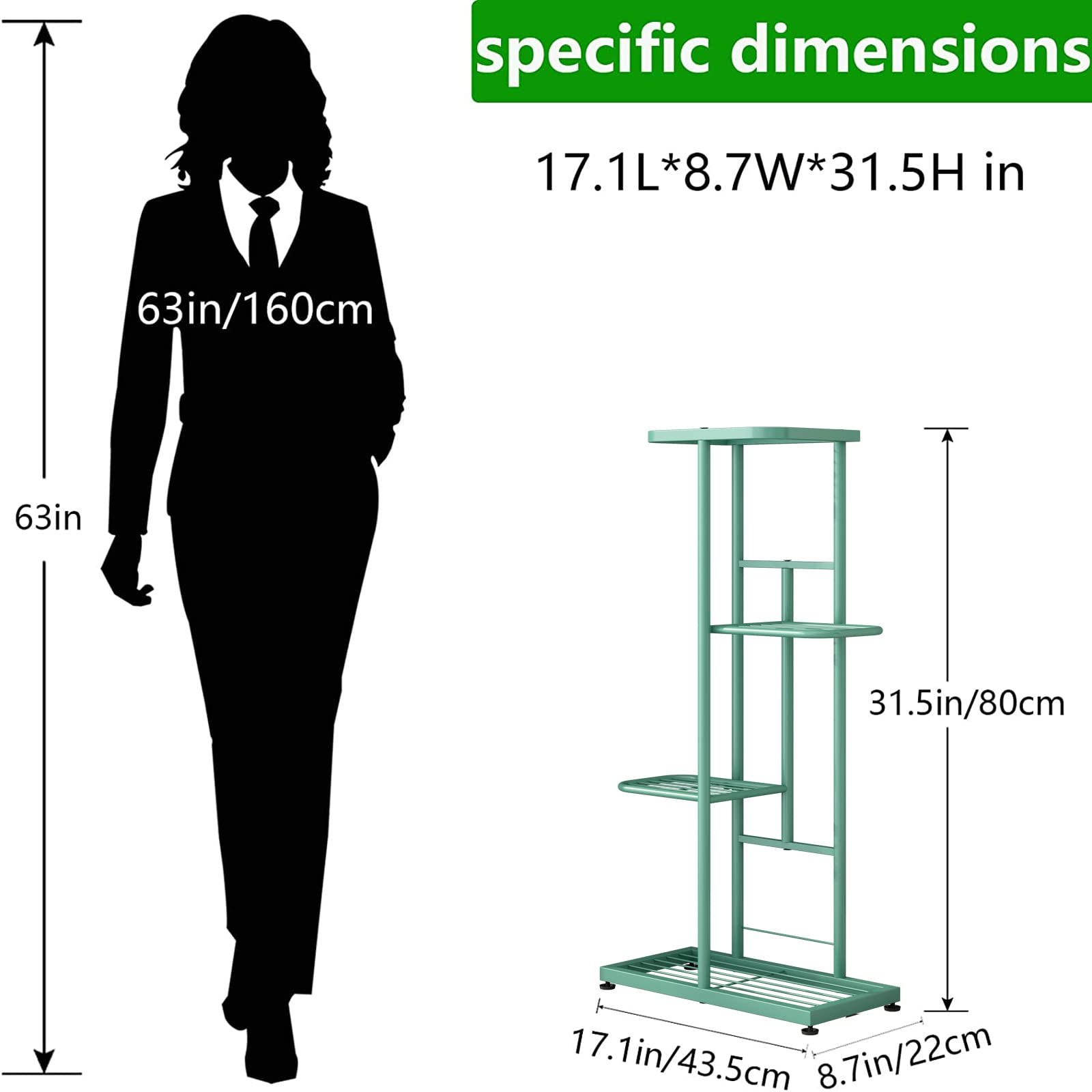 Plant Stand Indoor Outdoor Metal 4 Tier 5 Potted Multiple Flower Pot Holder Shelf Planter Display Shelving Unit for Patio Garden Corner Balcony Living Room【A001】 Deals For You Days