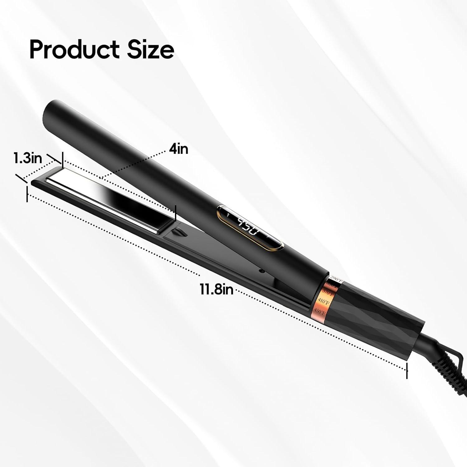 Flat Iron Hair Straightener, 1 Inch Titanium Hair Straightener & Curler, Fast Heating,5 Temp Settings, Negative Ion Technology,Travel-Friendly, Smooth Salon Design