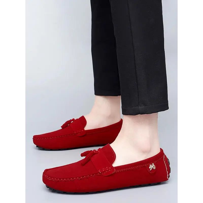 Men's Slip-On Casual Round Toe Solid Color Loafers - All-Season Comfortable Footwear for Daily Wear, Compatible with Sports & Outdoor Accessories