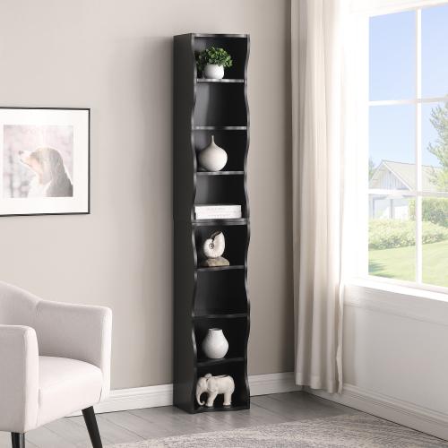 [Bellemave]8-layer adjustable shelf ultra-thin bookshelf with a wavy border design, which is more aesthetically pleasing, is suitable for high and narrow, display and multi-functional bookshelves in home offices