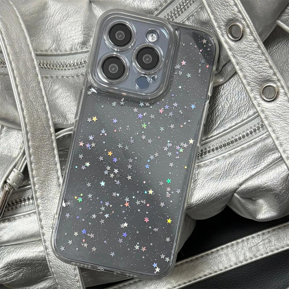 Luxury Bling Star Sequins Glitter Phone Case For iPhone 17 16 15 14 13 12  Pro Max  Clear Powder Sparkle Cover